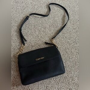 Calvin Klein Black Crossbody with Gold Accents